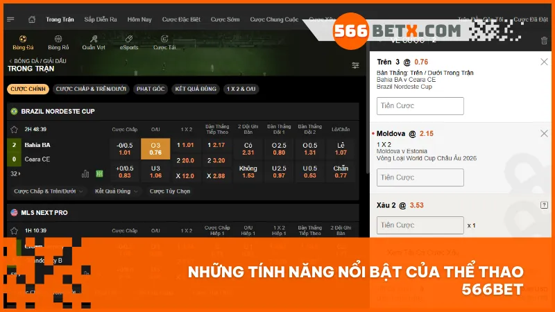 566BET cập nhật kèo cược liên tục, đặc biệt trong các trận đấu trực tiếp, giúp người chơi linh hoạt trong việc điều chỉnh cược.